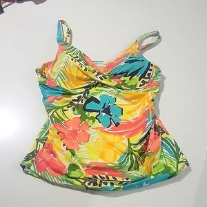 Anne Cole Twist Front Underwire Tankini Swim Top Sz 36 B/C